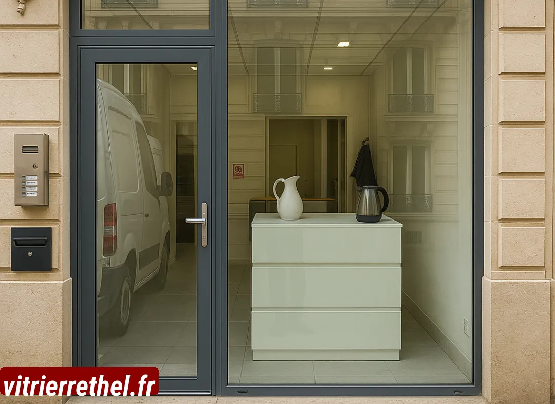 Façade vitrine de magasin en aluminium sur mesure à Rethel